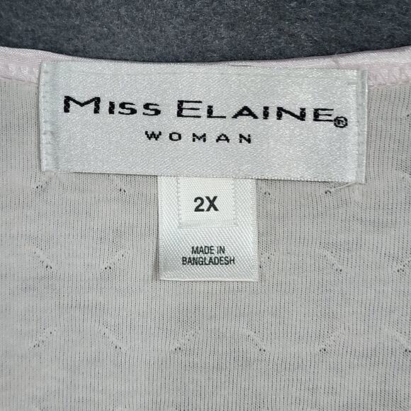 Miss Elaine Short Sleeve Nightgown Embroidery Pleated Detail Light Pink Size 2X - Picture 7 of 8